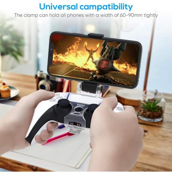 PS5 Controller Phone Holder Adjustable Mobile Phone Gaming Clip Mount Stand - Picture 5 of 6